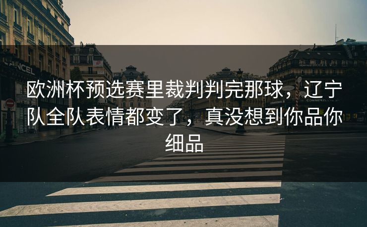欧洲杯预选赛里裁判判完那球，辽宁队全队表情都变了，真没想到你品你细品