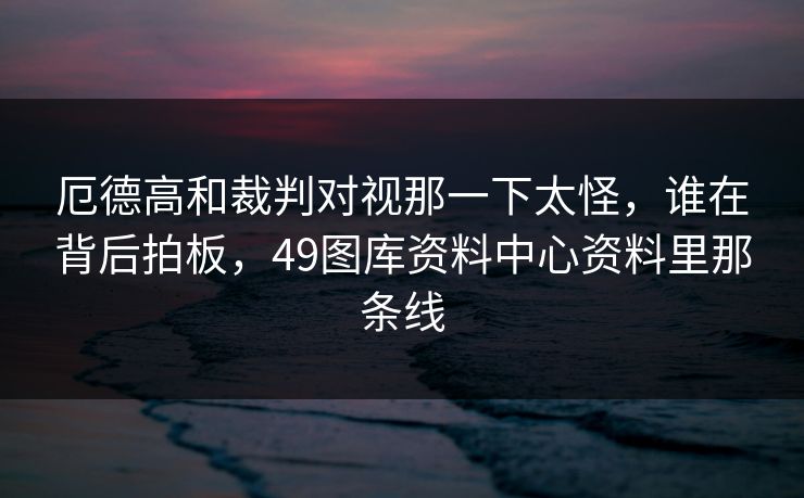 厄德高和裁判对视那一下太怪，谁在背后拍板，49图库资料中心资料里那条线