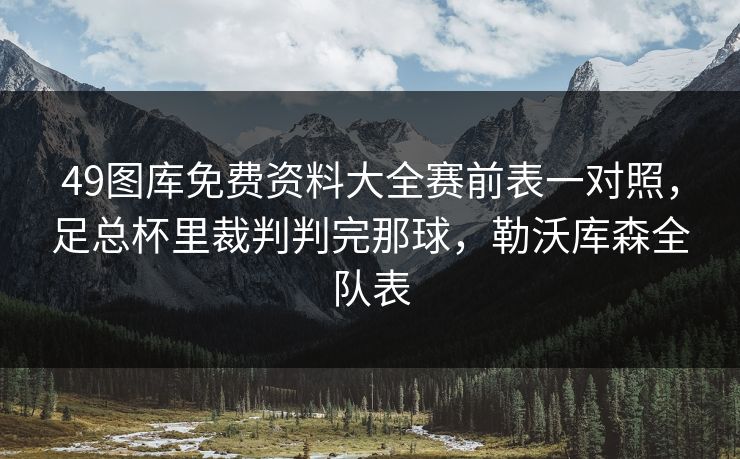 49图库免费资料大全赛前表一对照，足总杯里裁判判完那球，勒沃库森全队表