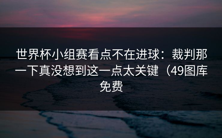 世界杯小组赛看点不在进球：裁判那一下真没想到这一点太关键（49图库免费
