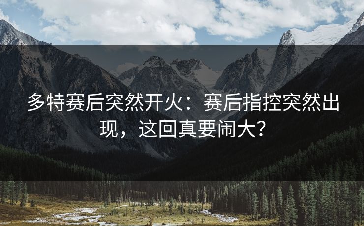 多特赛后突然开火：赛后指控突然出现，这回真要闹大？